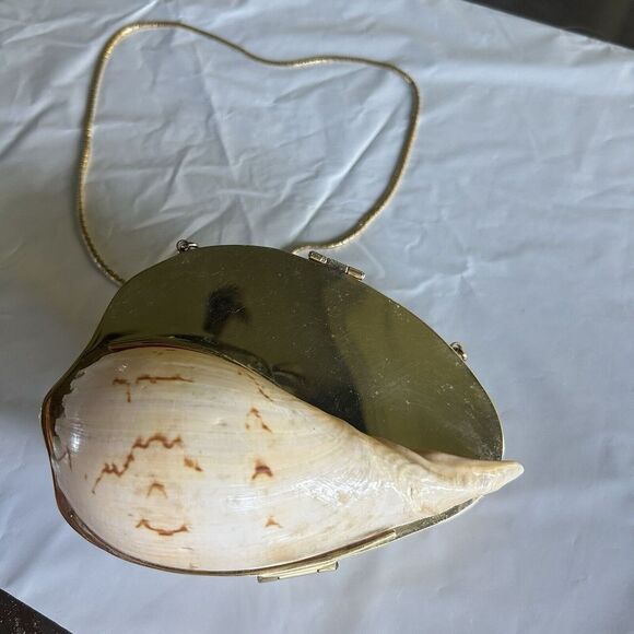 Judith Leiber Vintage 1970's Shell Minaudiere Purse Shoulder Bag Gold Clutch EUC - Picture 4 of 14